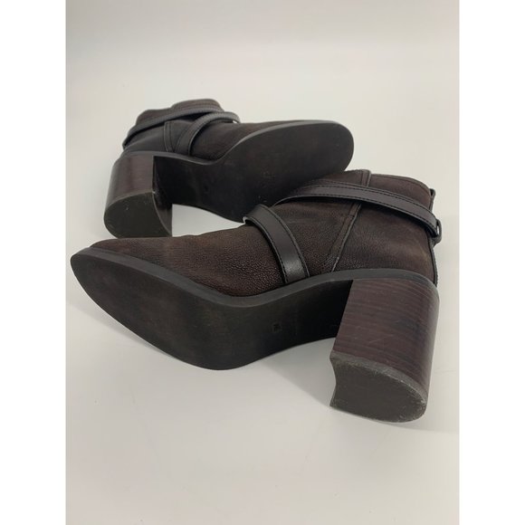 Tory Burch Brown Leather Ankle Boots with Wrap Around Strap and Buckle Size 9M - Picture 7 of 7